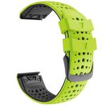 For Garmin Fenix 7 Two-color Silicone Round Hole Quick Release Watch Band(Lime Green Black)