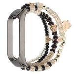 For Xiaomi Mi Band 3 & 4 Mori Style Beaded Bracelet Watch Band(Black)