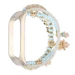 For Xiaomi Mi Band 5 & 6 Mori Style Beaded Bracelet Watch Band(Pink Blue)