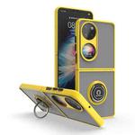 For Huawei P50 Pocket Q Shadow I Ring Kickstand PC and TPU Hybrid Phone Case(Yellow)