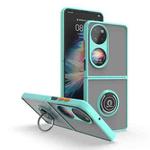 For Huawei P50 Pocket Q Shadow I Ring Kickstand PC and TPU Hybrid Phone Case(Sky Blue)