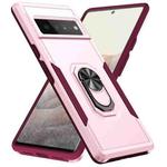For Google Pixel 6 Pro Pioneer Armor Heavy Duty PC + TPU Holder Phone Case(Pink)