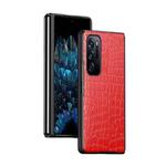 For OPPO Find N Folding Crocodile Texture Leather Phone Case(Red)