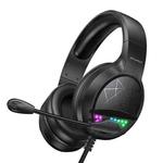 awei GM-3 USB + 3.5mm Ambient Light Gaming Wired Headset with Microphone(Black)