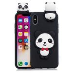 For iPhone XS / X 3D Cartoon Pattern Shockproof TPU Protective Case(Red Bow Panda)