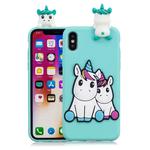 For iPhone XR 3D Cartoon Pattern Shockproof TPU Protective Case(Couple Unicorn)