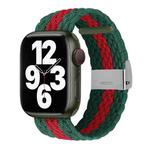 Vertical Texture Braided Watch Band For Apple Watch Series 8&7 41mm / SE 2&6&SE&5&4 40mm / 3&2&1 38mm(Green Red)