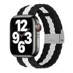 Vertical Texture Braided Watch Band For Apple Watch Series 8&7 41mm / SE 2&6&SE&5&4 40mm / 3&2&1 38mm(Black White)