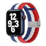 Vertical Texture Braided Watch Band For Apple Watch Series 8&7 41mm / SE 2&6&SE&5&4 40mm / 3&2&1 38mm(Blue White Red)