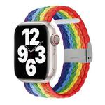 Vertical Texture Braided Watch Band For Apple Watch Ultra 49mm / Series 8&7 45mm / SE 2&6&SE&5&4 44mm / 3&2&1 42mm(Rainbow)