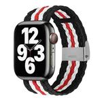 Vertical Texture Braided Watch Band For Apple Watch Ultra 49mm / Series 8&7 45mm / SE 2&6&SE&5&4 44mm / 3&2&1 42mm(Black Red White)