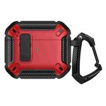 Shield Shockproof Earphone Protective Case with Hook For AirPods 3(Black Red)