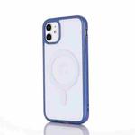 2 in 1 Colorful Frame Transparent Magnetic Phone Case For iPhone 12 Pro Max(Blue)