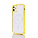 2 in 1 Colorful Frame Transparent Magnetic Phone Case For iPhone 11 Pro Max(Yellow)