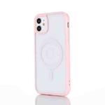 2 in 1 Colorful Frame Transparent Magnetic Phone Case For iPhone 11 Pro Max(Pink)
