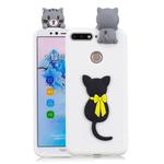 For Huawei Honor 7A 3D Cartoon Pattern Shockproof TPU Protective Case(Little Black Cat)