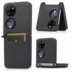 For Huawei P50 Pocket Lambskin Texture Card Folding Phone Case(Black)