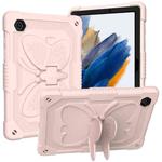 For Samsung Galaxy Tab A8 10.5 2021 Beige PC + Silicone Holder Tablet Case(Rose Pink)