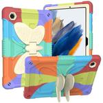 For Samsung Galaxy Tab A8 10.5 2021 Beige PC + Silicone Holder Tablet Case(Colorful Red)