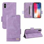 For iPhone X / XS Magnetic Clasp Leather Phone Case(Purple)
