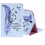 For Galaxy Tab S4 10.5 T830 / T835 Colored Drawing Pattern Horizontal Flip PU Leather Case with Holder & Card Slots & Wallet (Feather)