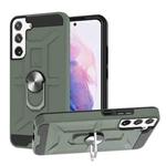 For Samsung Galaxy S22 5G War-god Armor Ring Holder TPU + PC Phone Case(Deep Green)