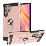 For Samsung Galaxy S22 Ultra 5G War-god Armor Ring Holder TPU + PC Phone Case(Rose Gold)
