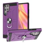 For Samsung Galaxy S22 Ultra 5G War-god Armor Ring Holder TPU + PC Phone Case(Purple)