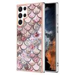For Samsung Galaxy S22 Ultra 5G Electroplating IMD TPU Phone Case(Pink Scales)