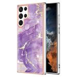 For Samsung Galaxy S22 Ultra 5G Electroplating Marble IMD TPU Phone Case(Purple 002)