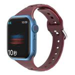 Silicone Small Waist Watch Band For Apple Watch Ultra 49mm / Series 8&7 45mm / SE 2&6&SE&5&4 44mm / 3&2&1 42mm(Wine Red)