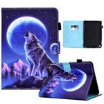 For Amazon Kindle Fire HD 10 2021 Sewing Pen Slot Leather Tablet Case(Night Wolf)