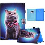 For Samsung Galaxy Tab A 8.0 T350 Sewing Pen Slot Leather Tablet Case(Bow Tie Cat)