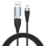 ADC-008 2 in 1 PD 30W USB + USB-C / Type-C to 8 Pin Flash Charge Data Cable, Cable Length:1m(Black Grey)