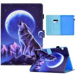 For Huawei MediaPad T5 Sewing Pen Slot Leather Tablet Case(Night Wolf)