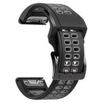 For Garmin Fenix 7 22mm  Dual Row Holes Two-color Silicone Watch Band(Black Grey)