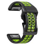 For Garmin Fenix 7 22mm  Dual Row Holes Two-color Silicone Watch Band(Black Lime Green)