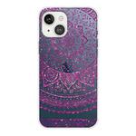 For iPhone 13 mini Gradient Lace Transparent TPU Phone Case (Rose Red)