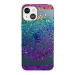 For iPhone 13 mini Gradient Lace Transparent TPU Phone Case (Green Blue Purple)