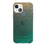 For iPhone 13 mini Gradient Lace Transparent TPU Phone Case (Gradient Green)