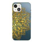 For iPhone 13 mini Gradient Lace Transparent TPU Phone Case (Gold)