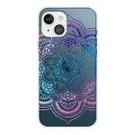 For iPhone 13 Gradient Lace Transparent TPU Phone Case(Purple Blue Red)