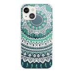 For iPhone 13 Gradient Lace Transparent TPU Phone Case(Green White)