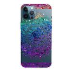 For iPhone 13 Pro Max Gradient Lace Transparent TPU Phone Case (Green Blue Purple)