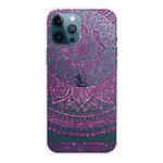 For iPhone 12 Pro Max Gradient Lace Transparent TPU Phone Case(Rose Red)