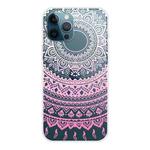 For iPhone 12 Pro Max Gradient Lace Transparent TPU Phone Case(Gradient Pink)