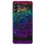 For Samsung Galaxy A13 5G Gradient Lace Transparent TPU Phone Case(Green Blue Purple)