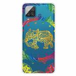 For Samsung Galaxy A42 5G Gradient Lace Transparent TPU Phone Case(Gold Elephant)