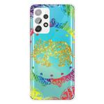 For Samsung Galaxy A72 5G / 4G Gradient Lace Transparent TPU Phone Case(Gold Elephant)