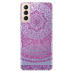 For Samsung Galaxy S21 5G Gradient Lace Transparent TPU Phone Case(Rose Red)